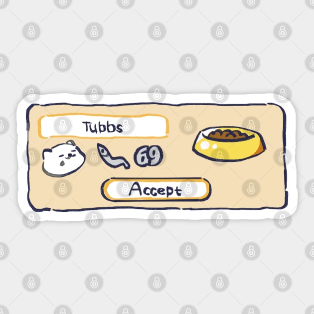 tubbs the cat with its hefty gift of 69 fish / kitty collector Sticker by mudwizard